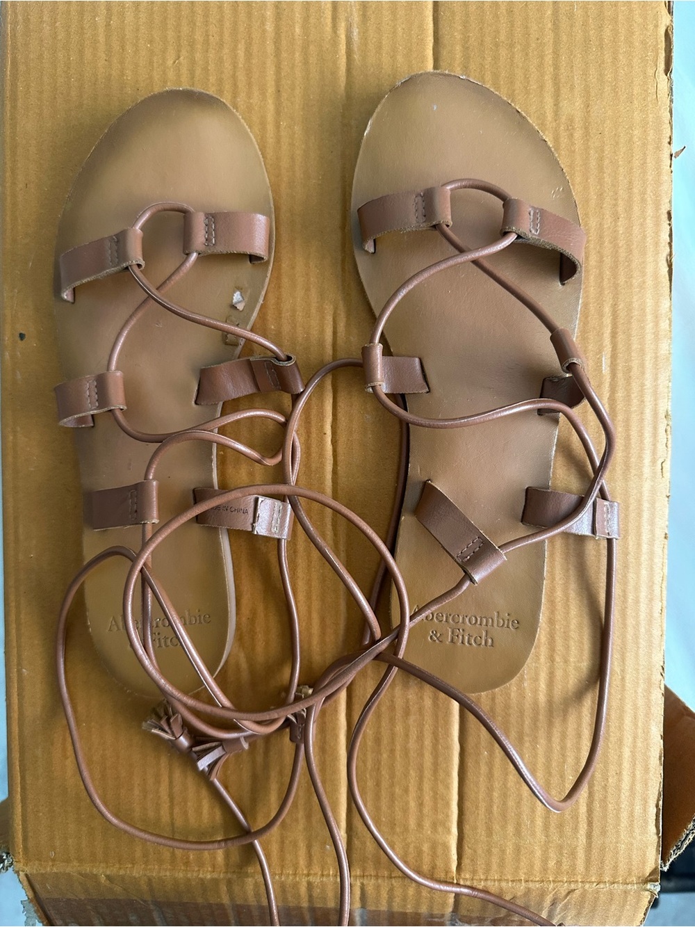 Abercrombie & Fitch Women's Brown Lace-Up Gladiator Sandals
